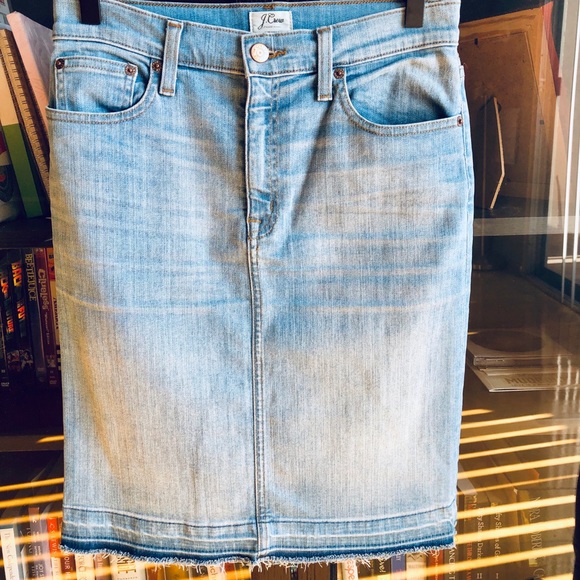 J. Crew Dresses & Skirts - J. Crew raw hem light wash denim pencil skirt
